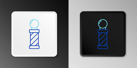 Line Classic Barber shop pole icon isolated on grey background. Barbershop pole symbol. Colorful outline concept. Vector