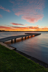 Sunset view of the jetty in the lake.