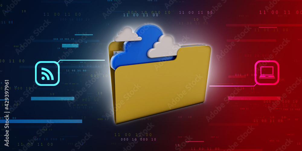 Poster 3d rendering folder with documents