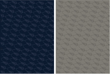 Fototapeta premium Ornament branch with leaves background color blue, gray. Suitable for printing on fabric and any printing products, packaging, a branch with leaves for a logo. Vector graphics