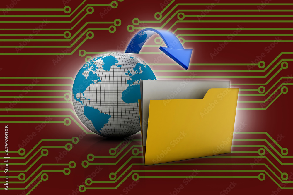 Poster 3d rendering folder with documents