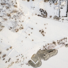 Aerial view of Broceni town in winter, Latvia