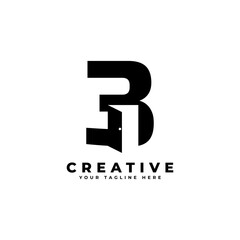 Number Three Door Negative Space Logo Design. Usable for Construction Architecture Building Logo
