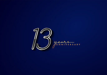 13 Years Anniversary Logo Silver Colored isolated on blue background, vector design for greeting card and invitation card