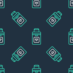 Line Cooler box for human organs transportation icon isolated seamless pattern on black background. Organ transplantation concept. Organ container. Vector