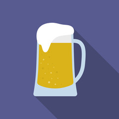 Beer mug. Isolated on blue-violet background. Vector illustration.