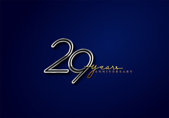 29 Years Anniversary Logo Silver Colored isolated on blue background, vector design for greeting card and invitation card