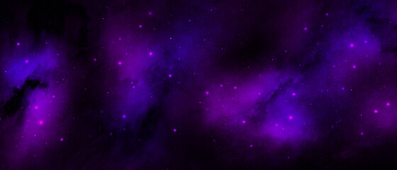 Abstract purple and black starry universe 3d illustartion