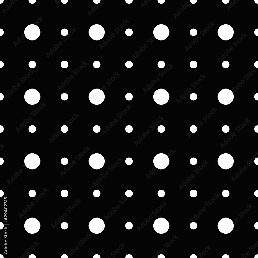 Aufkleber big and small circles pattern. black background and white dots.