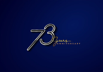 73 Years Anniversary Logo Silver Colored isolated on blue background, vector design for greeting card and invitation card