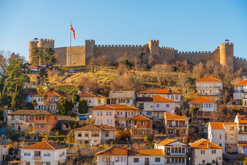 OHRID, NORTH MACEDONIA: The Old Fortress of King Samuel or Samuel's Stronghold in Ohrid, a UNESCO...