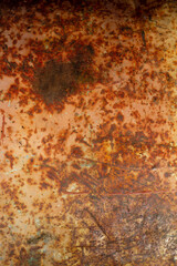 Rusty painted metallic texture, old iron with shabby cracked paint and scratches. Abstract metal background, wallpaper, template.