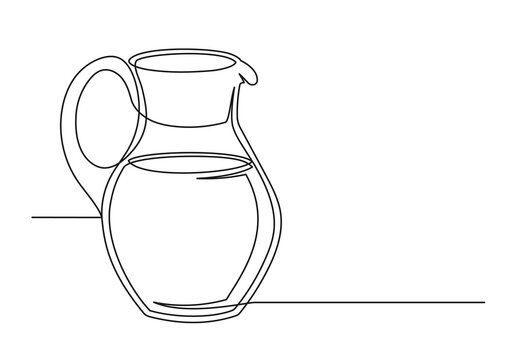 Continuous one line drawing of an vintage milk jug Stock Vector