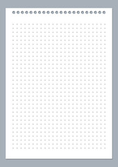 Grid paper. Dotted grid on white background. Abstract dotted transparent illustration with dots. White geometric pattern for school, copybooks, notebooks, diary, notes, banners, print, books