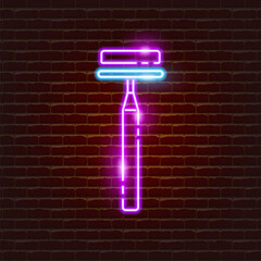 Reusable shaving razor neon icon. Eco friendly style. Zero waste concept.