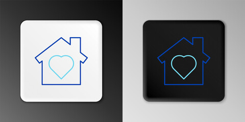 Line House with heart inside icon isolated on grey background. Love home symbol. Family, real estate and realty. Colorful outline concept. Vector