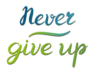 Never give up - vector Inspirational, handwritten quote. Motivation lettering inscription