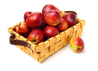 ripe peach on white background