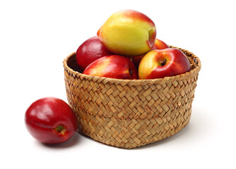 ripe peach on white background