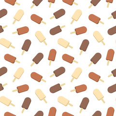 Vector ice creame seamless pattern. Food illustration background. Decorative print. Summer print.