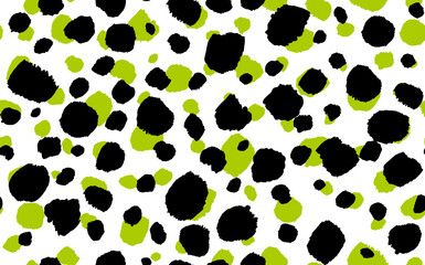 Abstract modern leopard seamless pattern. Animals trendy background. Green and black decorative vector stock illustration for print, card, postcard, fabric, textile. Modern ornament of stylized skin