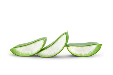Slices of fresh aloe vera plant isolated on a white background 