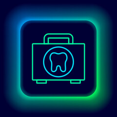 Glowing neon line First aid kit icon isolated on black background. Medical box with cross. Medical equipment for emergency. Healthcare concept. Colorful outline concept. Vector © vector_v