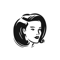 Logo face woman. Beauty salon, spa, cosmetics symbol vector illustration