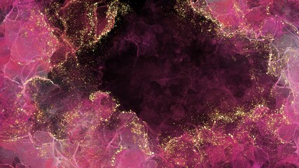 赤と黒と金色の豪華な雰囲気のアルコールインクアートの背景素材