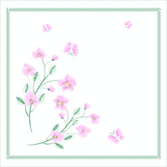 Rose flower is a watercolor of a delicate pink pastel color. Print, covers, fabrics, handkerchief, square pattern