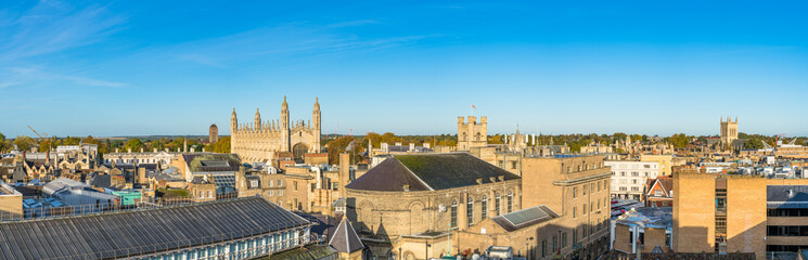 Rooftop panorama of Cambridge. England