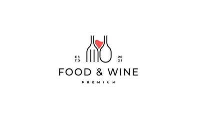 food and wine logo Design vector illustration