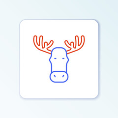 Line Moose head with horns icon isolated on white background. Colorful outline concept. Vector