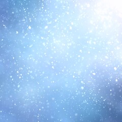 Snow  flakes fly in winter sky light abstract textured background. Blurred pattern. Blue color.