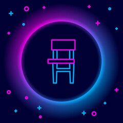 Glowing neon line Chair icon isolated on black background. Colorful outline concept. Vector