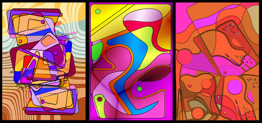 Set of multicolored abstract geometric backgrounds.