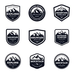 Set Of Mountain & Outdoor Adventure Emblem
