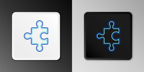 Obraz premium Line Piece of puzzle icon isolated on grey background. Business, marketing, finance, layout, infographics, internet concept. Colorful outline concept. Vector