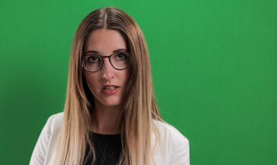 Fototapeta premium Headshot of a young pretty woman - studio photography