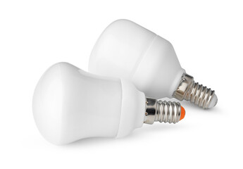 Two light bulbs isolated on white background