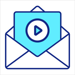 video mail flat line icon modern illustration