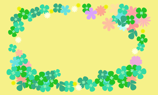 クローバーと小花をグラスに盛ったイラスト012｜Illustration of clover and florets in a glass 012