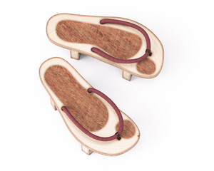 Obraz premium 3D render of traditional Japanese wooden shoes (Geta)