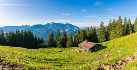 Panorama view to the Valley of Berchtesgaden Countryside from Rossfeld Panorama Road - Germany
