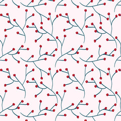 red japanese flower with branch repeat pattern on pink background.