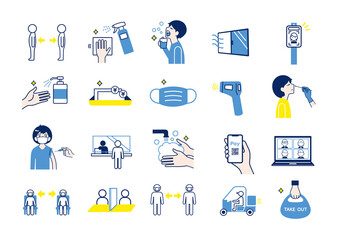 新しい生活様式のアイコンセット