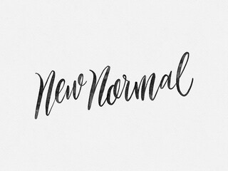 New Normal. Hand written lettering isolated on white background. water color style on white paper.