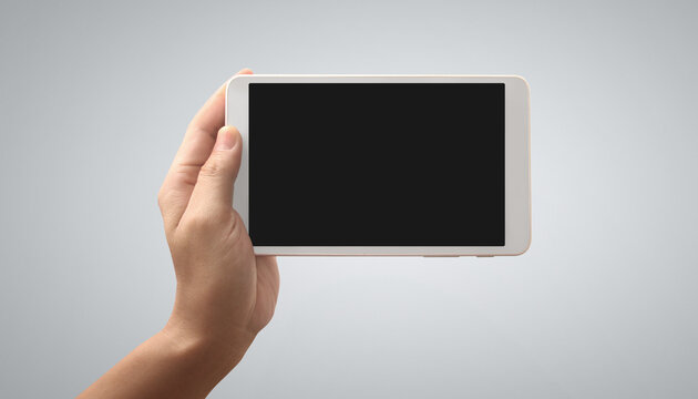 Hands holding tablet touch computer gadget
