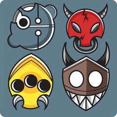 Vector illustration of cute icon set perfect for kids t-shirts and children's products.