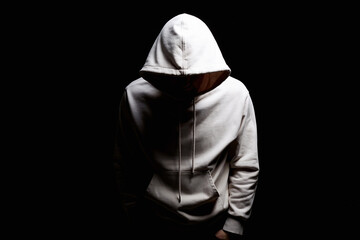 Obraz na płótnie Canvas Man in Hood. Boy in a hooded sweatshirt